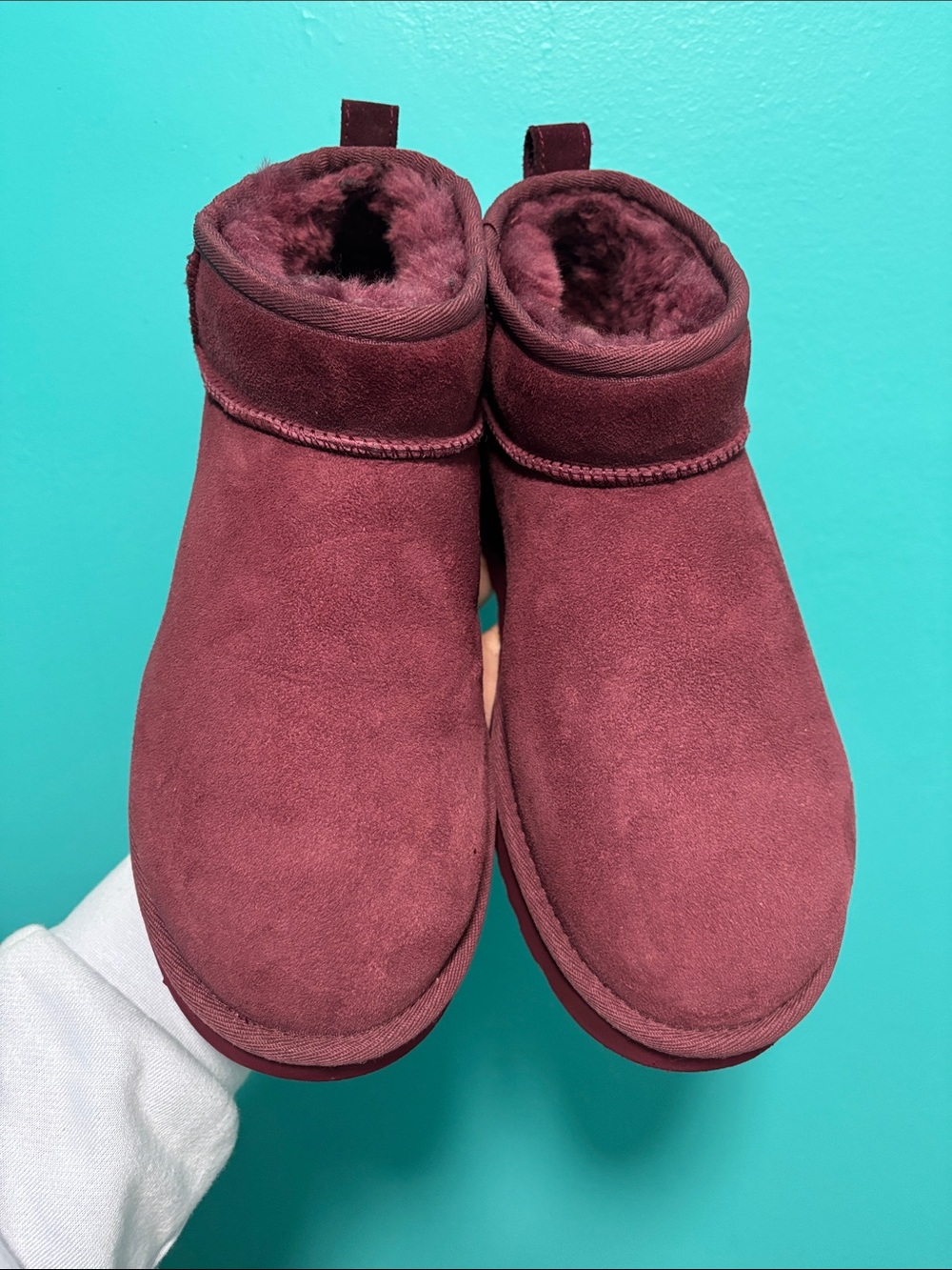 UGG Women's Plush Suede Slip-On Slippers in Wine